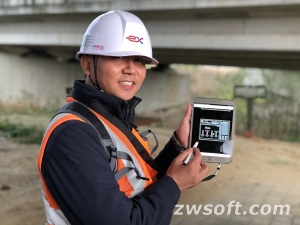 An engineer using EX-CAD to conduct inspection work