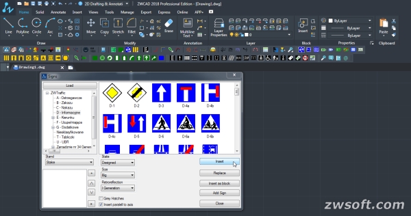 Add road marks to drawings