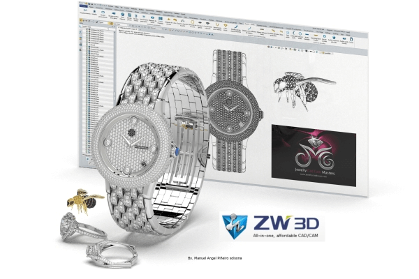 Some pieces of bee themed jewelry designed with ZW3D and Jewelry CAD Dream by Mr. Solsona