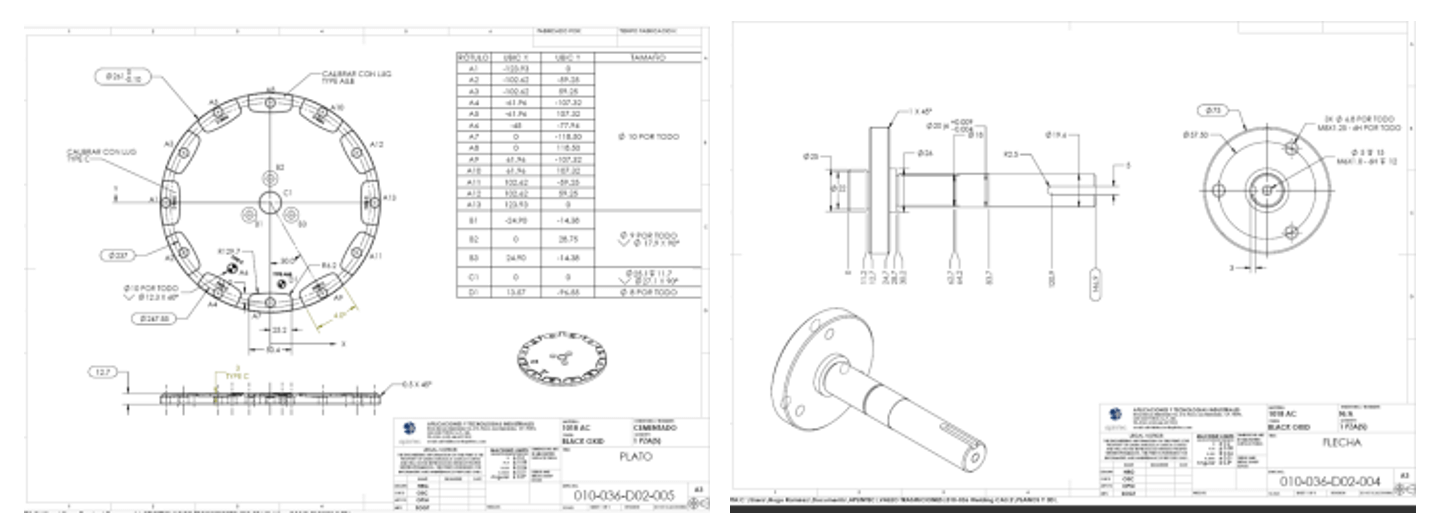 2D drawings received from the design department