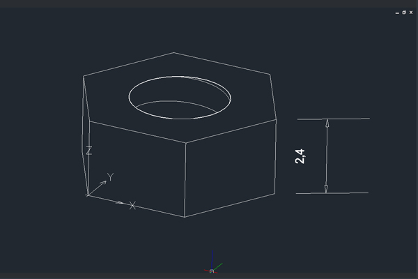 Figure 5. A well-designed M3 hexagon nut with a height of 2.4 mm