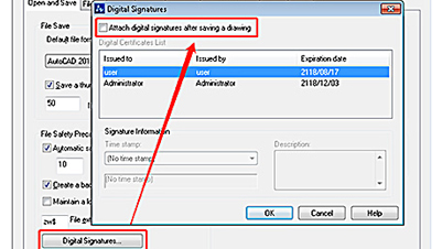 Digital Signature on DWG Files