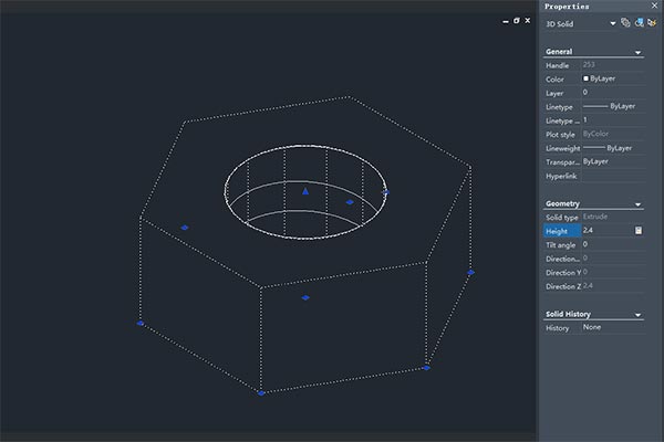 Figure 2. Modify 3D geometric values on the properties panel.
