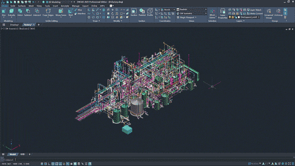 Figura 1. Desplazar, Hacer zoom y escalar un modelo en ZWCAD 2025