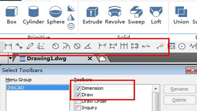 Toolbar in Ribbon interface