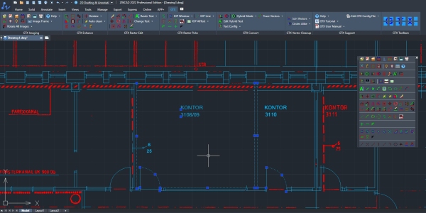 Figure 1. GTXRaster CAD 2022 Series for ZWCAD 2022 is useful for converting old architectural files