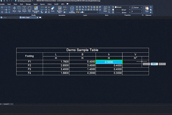 GIF 2. Table Tool
