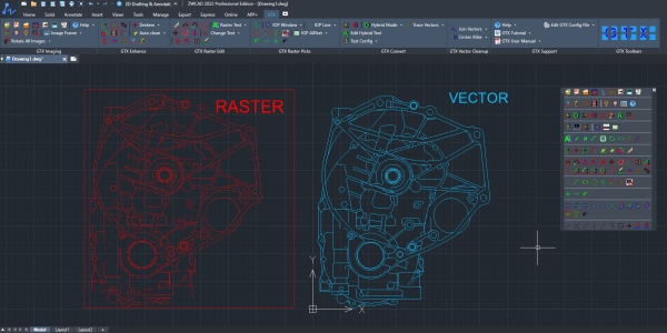  Figure 3. Legacy drawings of mechanical parts can be reused with GTXRaster CAD 2022 Series for ZWCAD 2022